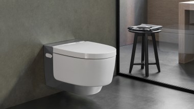 Geberit AquaClean Mera se integrează armonios în peisajul băii datorită designului său