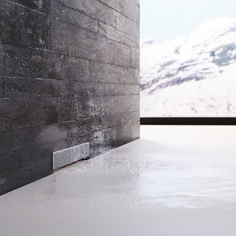 Geberit scurgere de perete în perete de cărămidă neagră Geberit scurgere de perete în perete de cărămidă neagră