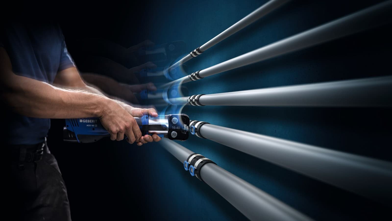 Clește de presare manual pentru Geberit FlowFit pentru dimensiuni d16 până la d40 Clește de presare manual pentru Geberit FlowFit pentru dimensiuni d16 până la d40