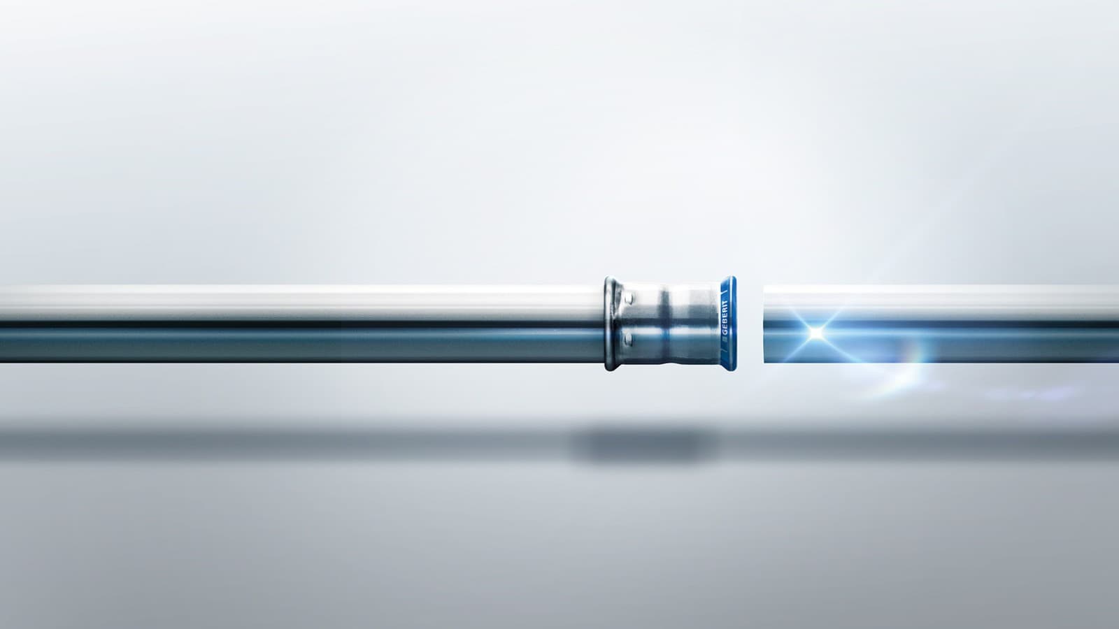 Fiting Geberit Mapress Oţel-Inox cu indicatori de presare de culoare albastră Fiting Geberit Mapress Oţel-Inox cu indicatori de presare de culoare albastră
